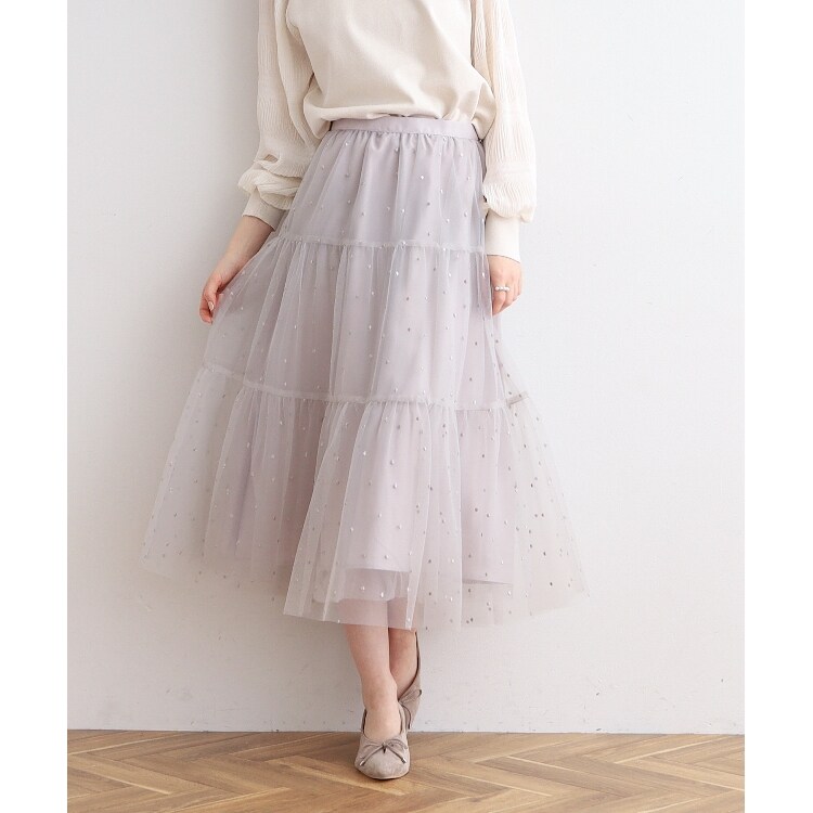クチュールブローチ(Couture Brooch)のドットエンブロティアードスカート ミモレスカート