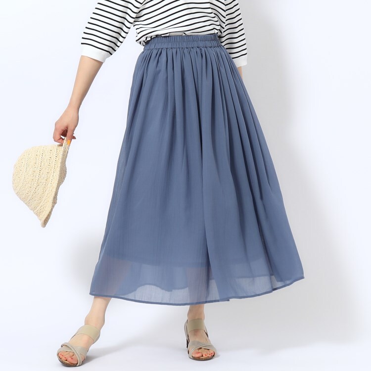 シューラルー(SHOO・LA・RUE)の【歩くたび揺れる】上品な透け感カラーボイルスカート マキシ・ロングスカート